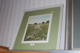 Graham Evernden, born 1947, pencil signed limited edition coloured etching 'Three Oaks' 178/295