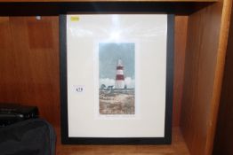Chrissy Norman, pencil signed limited edition coloured etching 'Orfordness II' 2/70