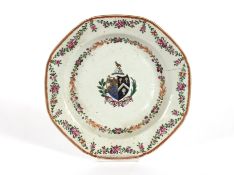 An antique famille rose decorated octagonal dish h