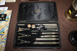 A cased technical drawing set