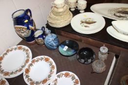 A collection of miscellaneous Studio pottery to include Bennett Cooper jug decorated with fish, a