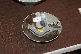 An abstract pattern Studio pottery dish decorated