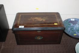 A Swiss inlaid cased music box, playing six airs w