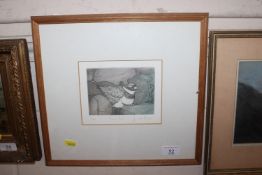 Joan Hodgkiss, pencil signed etching of a ringed p