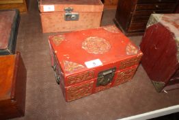 A part Mah Jong set contained in a gilt and lacque