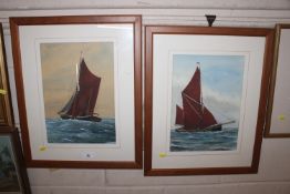 A pair of watercolours, Thames River barges, 'Emma