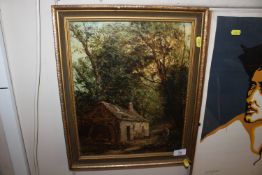 19th Century school, figure on a woodland path bes