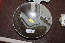 An abstract pattern Studio pottery dish decorated