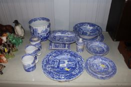 A quantity of Spode blue and white tea and dinner ware to include a spice jar, mugs, bowls etc.
