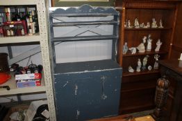 A blue painted pine dresser