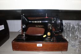 A Singer 99K sewing machine in fitted case