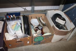 Three boxes containing various kitchenalia to incl