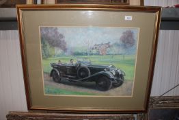 Anthea Du Rose 1933-2024, pastel study of a Rolls Royce, dated 1997