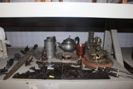 A collection of various metal ware to include two