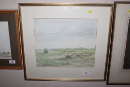 G.W. Miller, watercolour study heathland scene