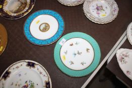 A Minton cabinet plate painted with birds in fligh