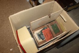 A box containing miscellaneous ephemera; a vintage