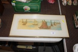 Glynn Thomas, pencil signed coloured etching 'Orwell Barge Race', limited edition 94/175