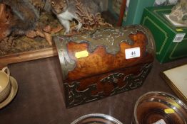 A Victorian burr walnut and brass domed top statio