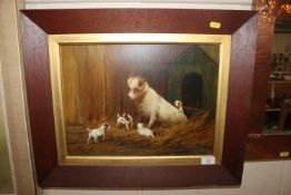 George Wright, oil on board study of terrier and p