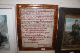 A sampler, dated 1867 in maple frame