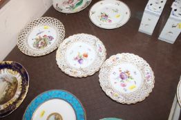 Five Meissen cabinet plates having floral and inse