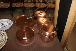 An 'Epicure' copper frying pan and lid with iron h