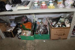 Four boxes containing sundry items to include figu