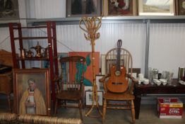 A bamboo effect hat and coat stand