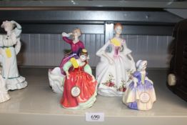 Four Royal Daulton Figurines to include 'Fair maid