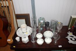 A collection of various glass and china to include