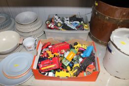 Two boxes containing various Die-cast vehicles to