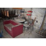 Various stools, tables, chairs etc