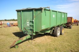Brian Legg 14T twin axle tipping trailer. 1998. With sprung drawbar, oil breaks and super single