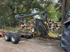 Riko 6T twin axle timber forwarding trailer. With crane, grab and rotator, spool block and 400/60-