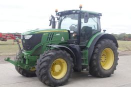John Deere 6210R 4WD tractor. Registration AE12 FT