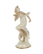A pair of Pirkenhammer Art China porcelain figures, depicting 1920's / 30's dancing girls, one