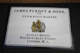 Purdey nameboard vitreous sign. V