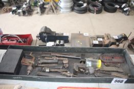 Metal tray containing miscellaneous lathe & engineering tools etc.