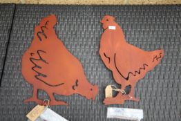 2x Chickens laser art. V