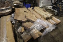 Pallet of various hardwood live edge timber.