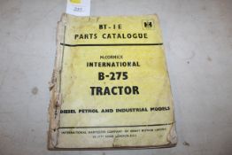 International B275 tractor parts catalogue.