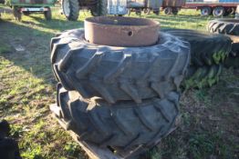 Pair of Stocks 380/85R28 duals wheels and 4x clamp