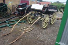 A circa C18th/ C19th horse drawn Phaeton carriage with rubber tyred wooden wheels and original