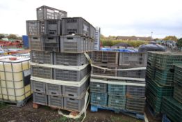 2x pallets grey and other veg crates.