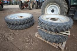 Set of row crop wheels and tyres to fit Case Maxxum 145. Comprising 27/95R48 rears @ 80% and 270/