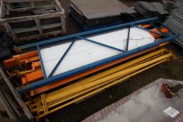 Quantity of pallet racking components to include uprights, crossbeams and wire shelving.