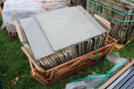 Damaged stillage of stone slabs. V