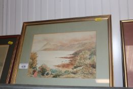 A gilt framed watercolour landscape study