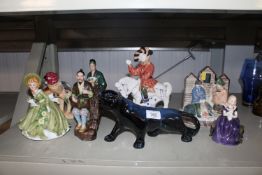 Two Rye Pottery figure groups; a Royal Doulton fig